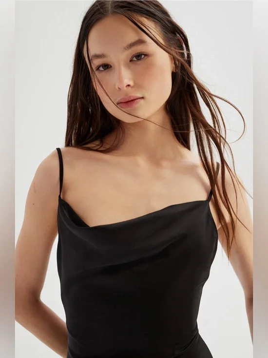 Urban Outfitters Black Cowl Neck Slip Mini Dress - Picture 4 of 14